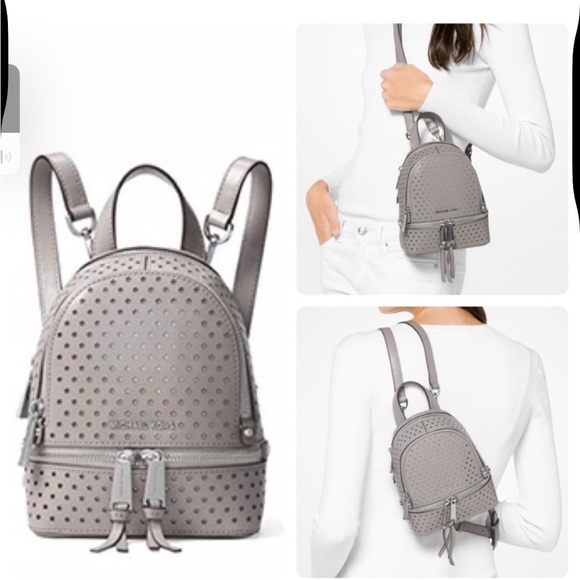 Mini Michael Kors Gray Perforated Backpack - Picture 1 of 9